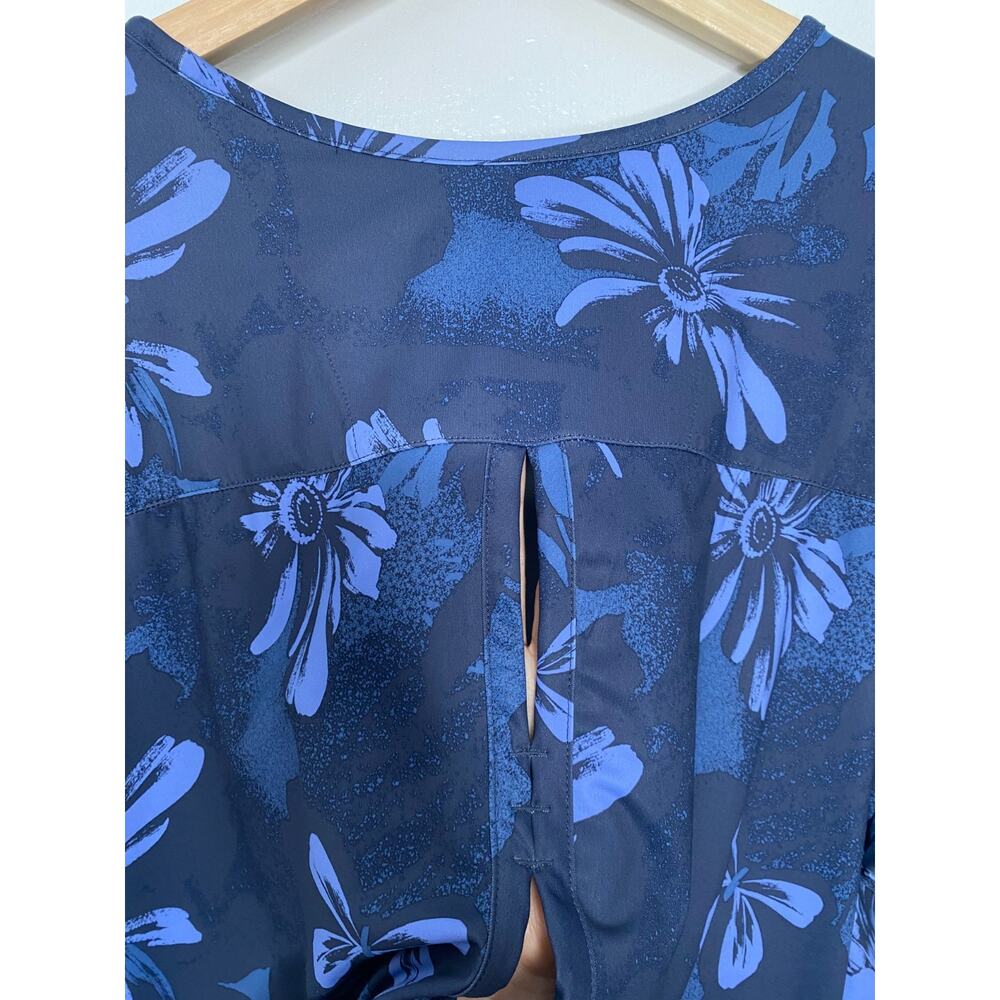 Columbia Womens Blue Floral Short Sleeve Top Plus Size 3X Open Back - Picture 6 of 8
